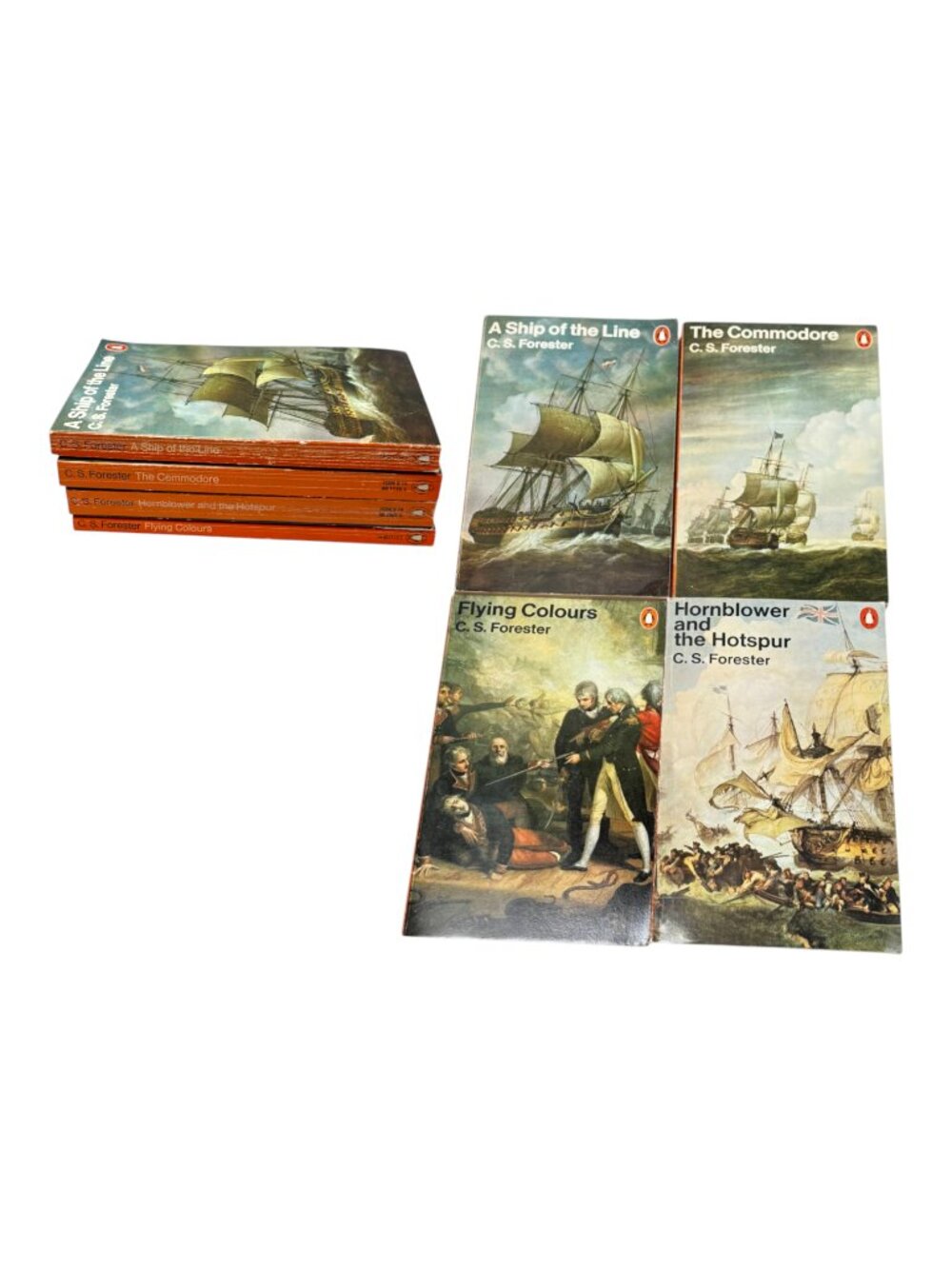 Forester Hornblower Lot 4 1970 Vintage Penguin Orange PB Naval Books